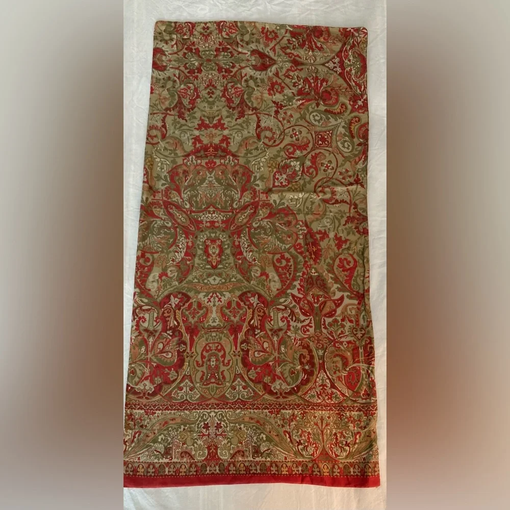 Ralph Lauren Blue Label Red and Olive Paisley Pillowcase